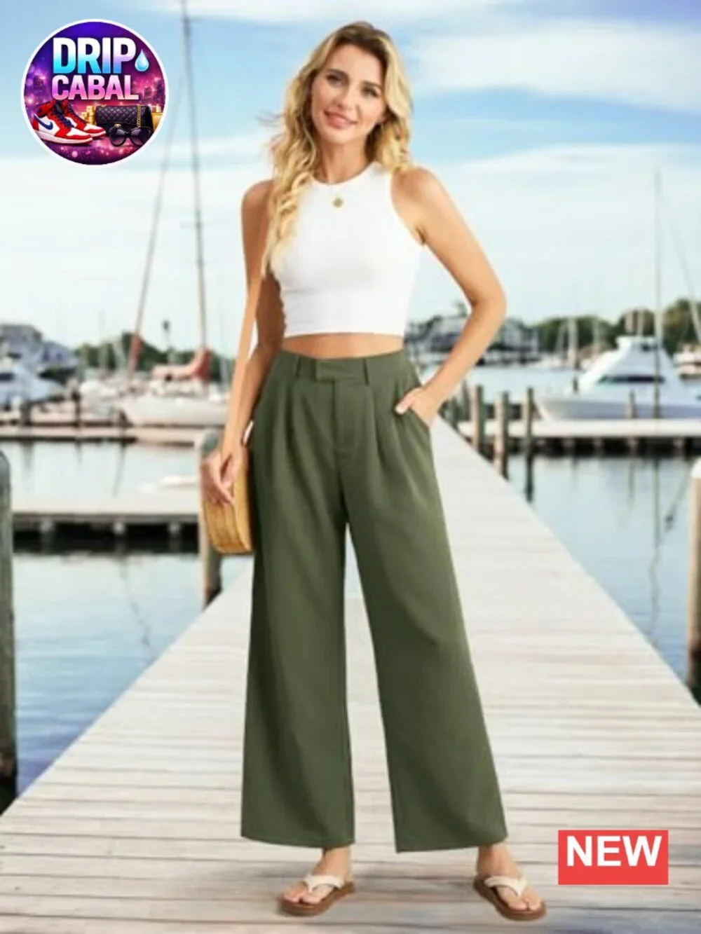 Women's High Waisted Wide Leg Palazzo Pants with Pockets - 70% Rayon 30%